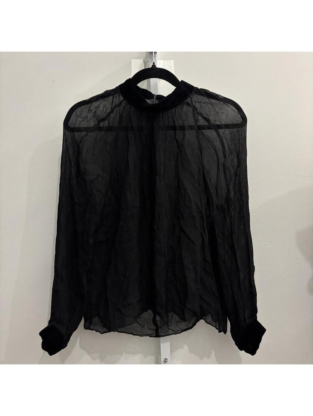 Black Sheer Long Sleeve Blouse